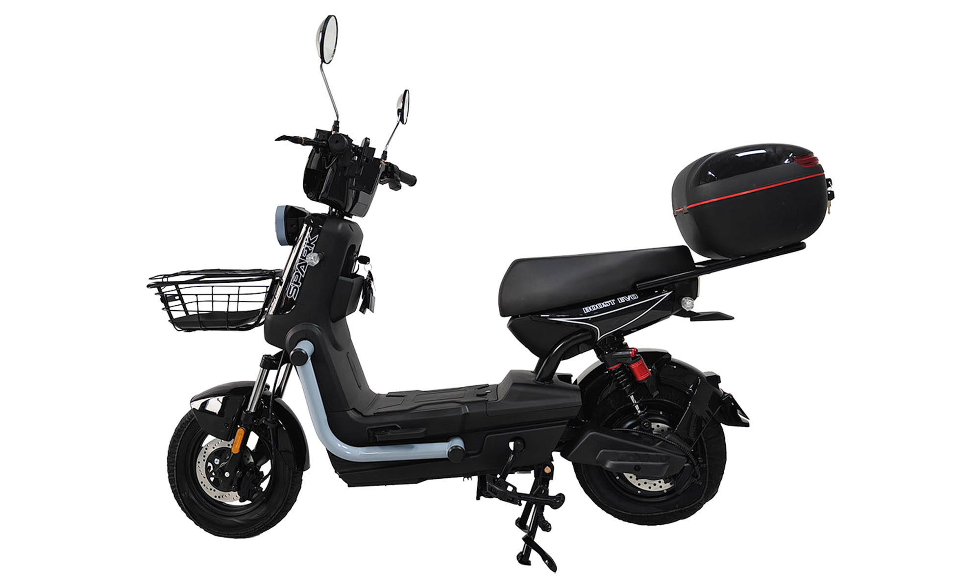 Велосипед с электромотором SPARK BOOST EVO 10", рама 14", 72V/1200W/20Ah, год 2026, черный с серым Велосипед с электромотором SPARK BOOST EVO 10", рама 14", 72V/1200W/20Ah, год 2026, черный с серым